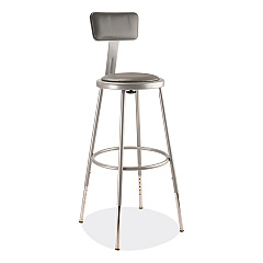 NPS 6400 Series Height Adjustable Heavy Duty Padded Stool with Backrest, Supports Up to 300 lb, 25" to 33" Seat Height, Gray (NPS6424HB)