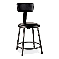NPS 6400 Series Heavy Duty Vinyl Padded Stool with Backrest, Supports 300 lb, 18" Seat Height, Black Seat, Black Back, Black Base (NPS6418B10)