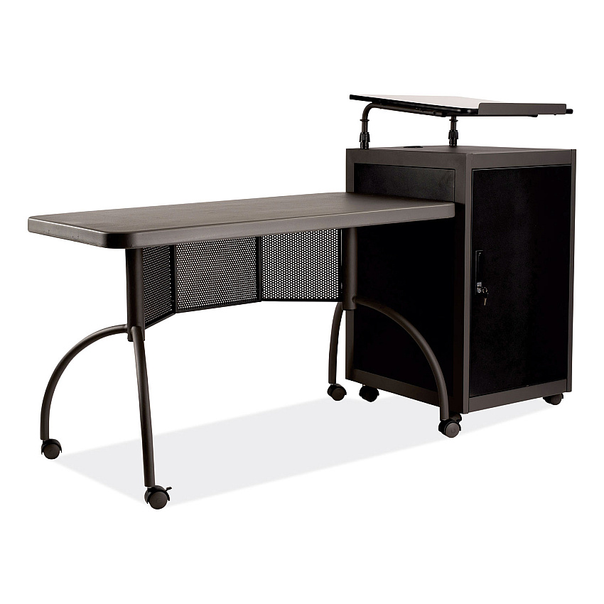Oklahoma Sound Teacher's WorkPod Desk and Lectern Kit, 68" x 24" x 41", Charcoal Gray (NPSTWP)
