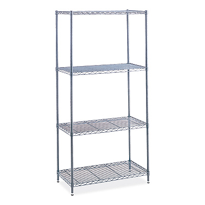 Safco Industrial Wire Shelving, Four-Shelf, 48w x 18d x 72h, Metallic Gray (SAF5291GR)