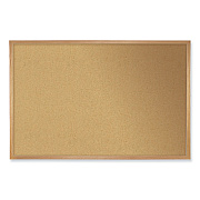 Ghent Natural Cork Bulletin Board with Frame, 144.5 x 48.5, Tan Surface, Oak Frame (GHEWK412)