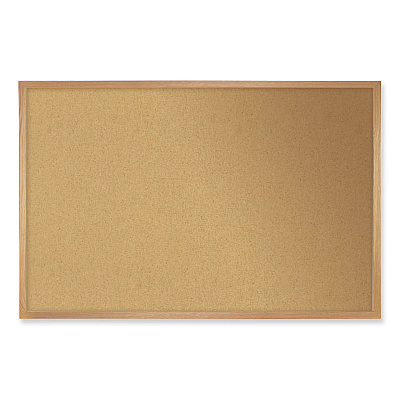 Ghent Natural Cork Bulletin Board with Frame, 144.5 x 48.5, Tan Surface, Oak Frame (GHEWK412)