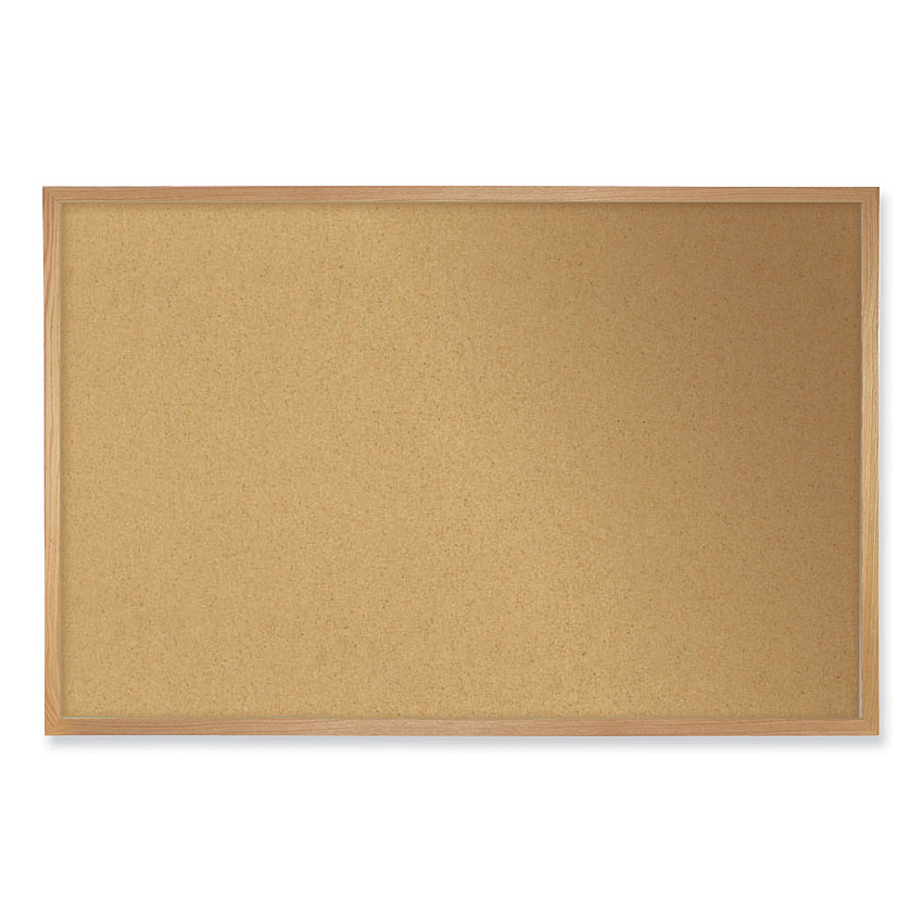 Ghent Natural Cork Bulletin Board with Frame, 144.5 x 48.5, Tan Surface, Oak Frame (GHEWK412)