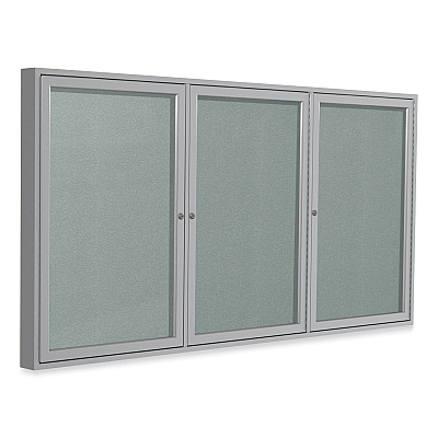 Ghent Enclosed Outdoor Bulletin Board, 72 x 36, Silver Surface, Satin Aluminum Frame (GHEPA33672VX193)