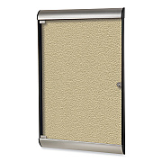 Ghent Silhouette 1 Door Enclosed Caramel Vinyl Bulletin Board with Satin/Black Frame, 27.75 x 42.13 (GHESILH20410)