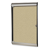 Ghent Silhouette 1 Door Enclosed Caramel Vinyl Bulletin Board with Satin/Black Frame, 27.75 x 42.13 (GHESILH20410)
