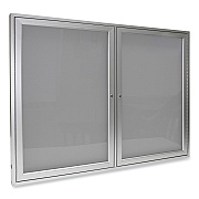 Ghent 2 Door Enclosed Vinyl Bulletin Board with Satin Aluminum Frame, 60 x 36, Silver Surface (GHEPA23660VX193)