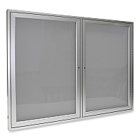 Ghent 2 Door Enclosed Vinyl Bulletin Board with Satin Aluminum Frame, 60 x 36, Silver Surface (GHEPA23660VX193)