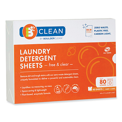 Boulder Clean Laundry Detergent Sheets, Free and Clear, 40/Pack (BCL607476EA)