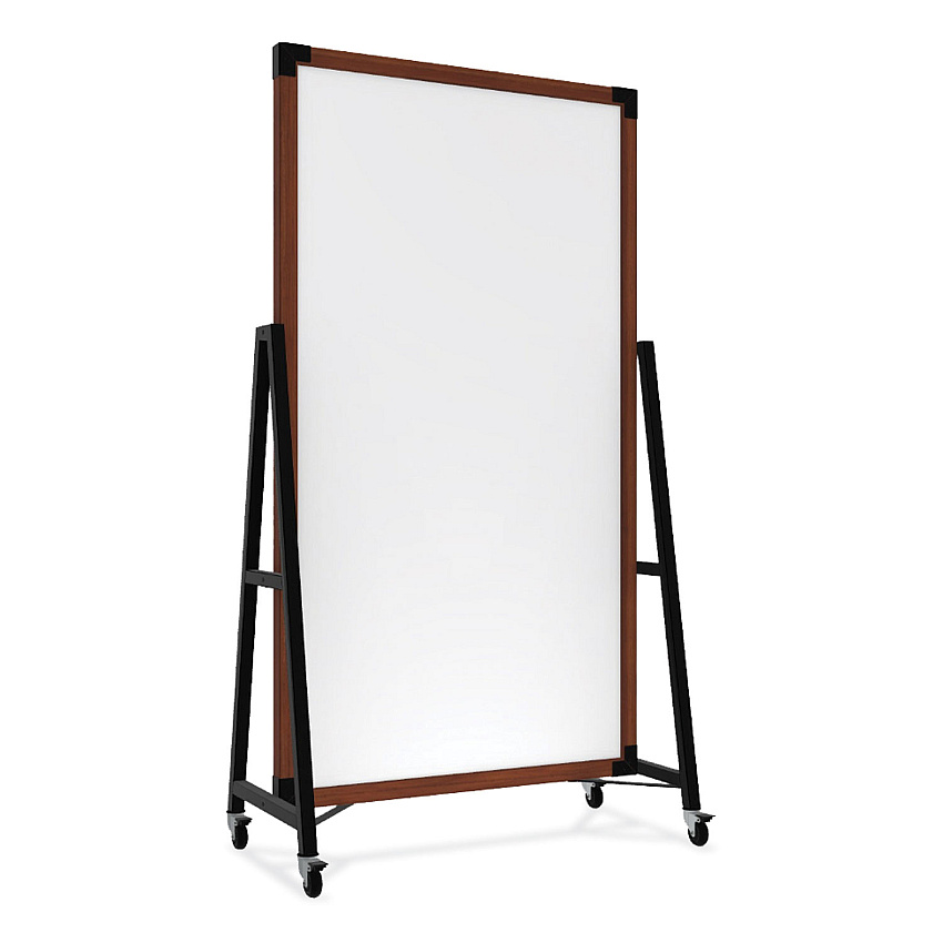 Ghent Prest Mobile Magnetic Whiteboard, 40.5 x 73.75, White Surface, Caramel Oak Wood Frame (GHEPRS6M7440BC)