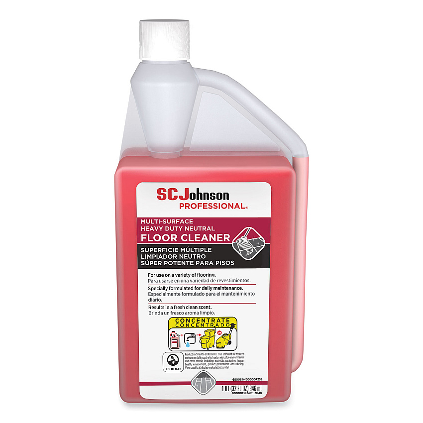 SC Johnson Professional Heavy Duty Neutral Floor Cleaner, Fresh Scent, 32 oz Squeeze and Pour Bottle, 6/Carton (SJN680081)