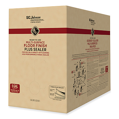 SC Johnson Professional Ready-To-Use Multi-Surface Floor Finish Plus Sealer, Light Fresh Scent, 5 gal Bag-in-Box (SJN362834)