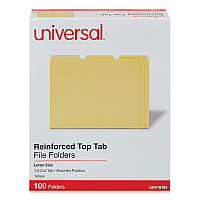 Universal Reinforced Top-Tab File Folders, 1/3-Cut Tabs: Assorted, Letter Size, 1" Expansion, Yellow, 100/Box (UNV16164)