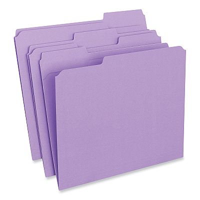 Universal Reinforced Top-Tab File Folders, 1/3-Cut Tabs: Assorted, Letter Size, 1" Expansion, Violet, 100/Box (UNV16165)