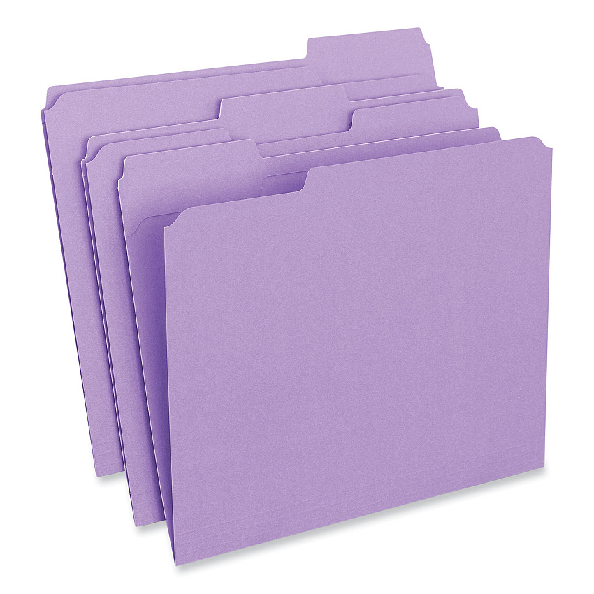 Universal Reinforced Top-Tab File Folders, 1/3-Cut Tabs: Assorted, Letter Size, 1" Expansion, Violet, 100/Box (UNV16165)
