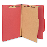 Universal Bright Colored Pressboard Classification Folders, 2" Expansion, 1 Divider, 4 Fasteners, Legal Size, Ruby Red Exterior, 10/Box (UNV10213)