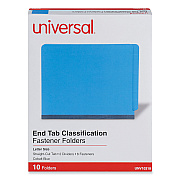 Universal Deluxe Six-Section Pressboard End Tab Classification Folders, 2 Dividers, 6 Fasteners, Letter Size, Cobalt Blue, 10/Box (UNV10318)