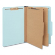 Six-Section Classification Folders, Heavy-Duty Pressboard Cover, 2 Dividers, 2.5" Expansion, Legal Size, Light Blue, 20/Box