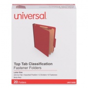 Universal Six-Section Classification Folders, Heavy-Duty Pressboard Cover, 2 Dividers, 6 Fasteners, Letter Size, Brick Red, 20/Box (10408)