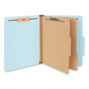 Six-Section Classification Folders, Heavy-Duty Pressboard Cover, 2 Dividers, 2.5" Expansion, Letter Size, Light Blue, 20/Box