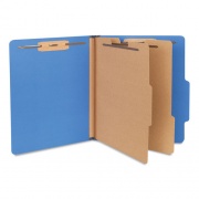 Universal Six-Section Pressboard Classification Folders, 2 Dividers, Letter Size, Blue, 10/Box (10410)