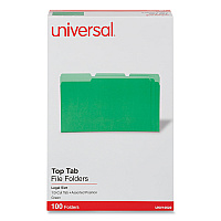 Universal Deluxe Colored Top Tab File Folders, 1/3-Cut Tabs: Assorted, Legal Size, Bright Green/Light Green, 100/Box (UNV10522)