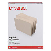 Universal Top Tab File Folders, 1/3-Cut Tabs: Left Position, Letter Size, 0.75" Expansion, Manila, 100/Box (UNV12121)