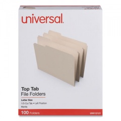 Universal Top Tab File Folders, 1/3-Cut Tabs: Left Position, Letter Size, 0.75" Expansion, Manila, 100/Box (12121)