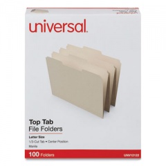 Universal Top Tab File Folders, 1/3-Cut Tabs: Center Position, Letter Size, 0.75" Expansion, Manila, 100/Box (12122)