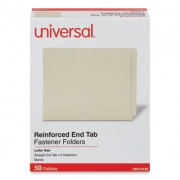 Universal Reinforced End Tab Fastener Folders, 0.75" Expansion, 2 Fasteners, Letter Size, Manila Exterior, 50/Box (13120)