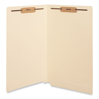 Universal Reinforced End Tab Fastener Folders, 0.75" Expansion, 2 Fasteners, Legal Size, Manila Exterior, 50/Box (UNV13220)