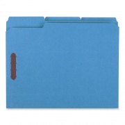 Universal Deluxe Reinforced Top Tab Fastener Folders, 0.75" Expansion, 2 Fasteners, Letter Size, Blue Exterior, 50/Box (13521)