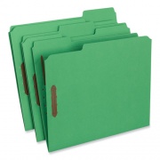 Universal Deluxe Reinforced Top Tab Fastener Folders, 0.75" Expansion, 2 Fasteners, Letter Size, Green Exterior, 50/Box (13522)