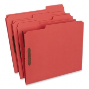 Universal Deluxe Reinforced Top Tab Fastener Folders, 0.75" Expansion, 2 Fasteners, Letter Size, Red Exterior, 50/Box (13523)