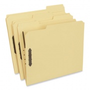 Universal Deluxe Reinforced Top Tab Fastener Folders, 0.75" Expansion, 2 Fasteners, Letter Size, Yellow Exterior, 50/Box (13524)