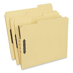Universal Deluxe Reinforced Top Tab Fastener Folders, 0.75" Expansion, 2 Fasteners, Letter Size, Yellow Exterior, 50/Box (UNV13524)