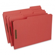 Universal Deluxe Reinforced Top Tab Fastener Folders, 0.75" Expansion, 2 Fasteners, Legal Size, Red Exterior, 50/Box (13527)