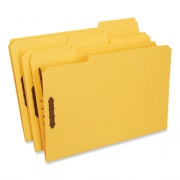 Universal Deluxe Reinforced Top Tab Fastener Folders, 0.75" Expansion, 2 Fasteners, Legal Size, Yellow Exterior, 50/Box (13528)