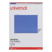 Universal Deluxe Bright Color Hanging File Folders, Letter Size, 1/5-Cut Tabs, Blue, 25/Box (14116)