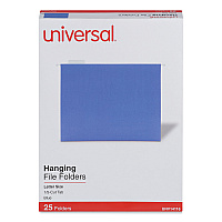 Universal Deluxe Bright Color Hanging File Folders, Letter Size, 1/5-Cut Tabs, Blue, 25/Box (UNV14116)