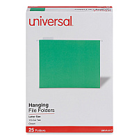Universal Deluxe Bright Color Hanging File Folders, Letter Size, 1/5-Cut Tabs, Bright Green, 25/Box (UNV14117)