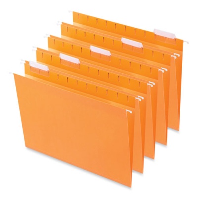 Universal Deluxe Bright Color Hanging File Folders, Letter Size, 1/5-Cut Tabs, Orange, 25/Box (14122)