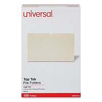 Universal Top Tab File Folders, 1/2-Cut Tabs: Assorted, Legal Size, 0.75" Expansion, Manila, 100/Box (UNV15112)