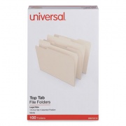 Universal Top Tab File Folders, 1/3-Cut Tabs: Assorted, Legal Size, 0.75" Expansion, Manila, 100/Box (15113)