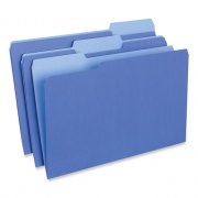 Universal Interior File Folders, 1/3-Cut Tabs: Assorted, Legal Size, 11-pt Stock, Blue, 100/Box (15301)