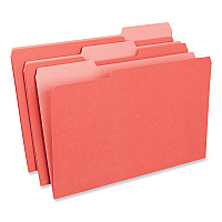 Universal Interior File Folders, 1/3-Cut Tabs: Assorted, Legal Size, 11-pt Stock, Red, 100/Box (UNV15303)