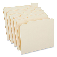 Universal Double-Ply Top Tab Manila File Folders, 1/5-Cut Tabs: Assorted, Letter Size, 0.75" Expansion, Manila, 100/Box (UNV16115)