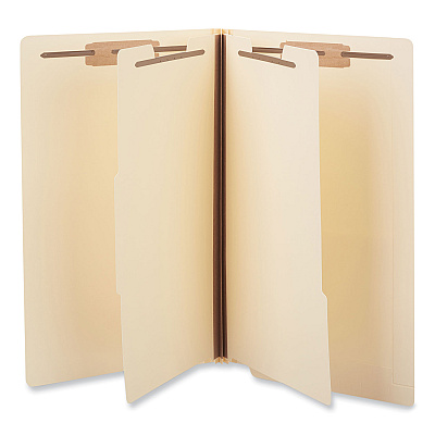 Universal Six-Section Manila End Tab Classification Folders, 2" Expansion, 2 Dividers, 6 Fasteners, Legal Size, Manila Exterior, 10/Box (UNV16151)