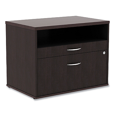 Alera Open Office Desk Series Low File Cabinet Credenza, 2-Drawer: Pencil/File,Legal/Letter,1 Shelf,Espresso,29.5x19.13x22.88 (ALELS583020ES)