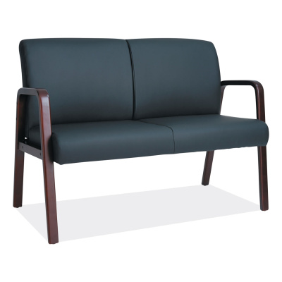 Alera Reception Lounge Series Wood Loveseat, 44.88w x 26.13d x 33h, Black/Mahogany (RL2219M)